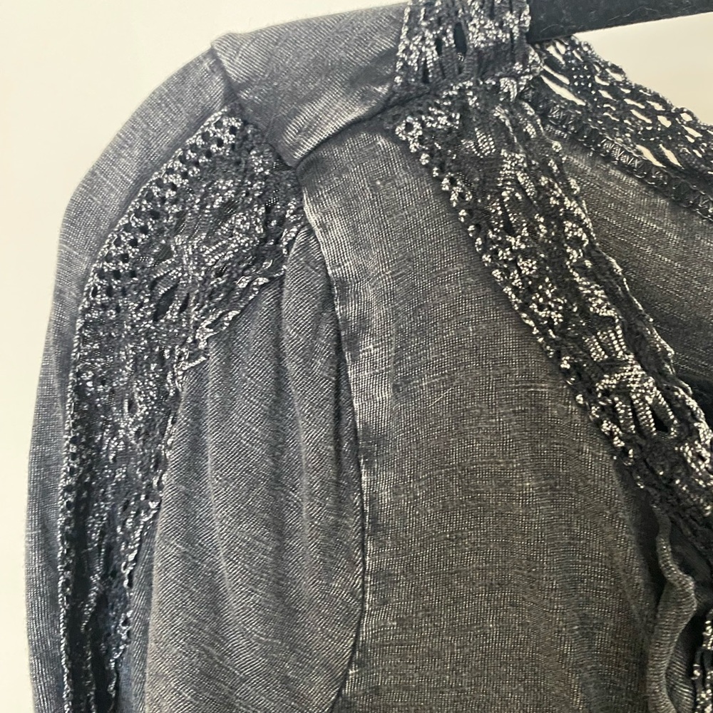 Free People Distressed Black and Gray Shirt - Picture 5 of 7